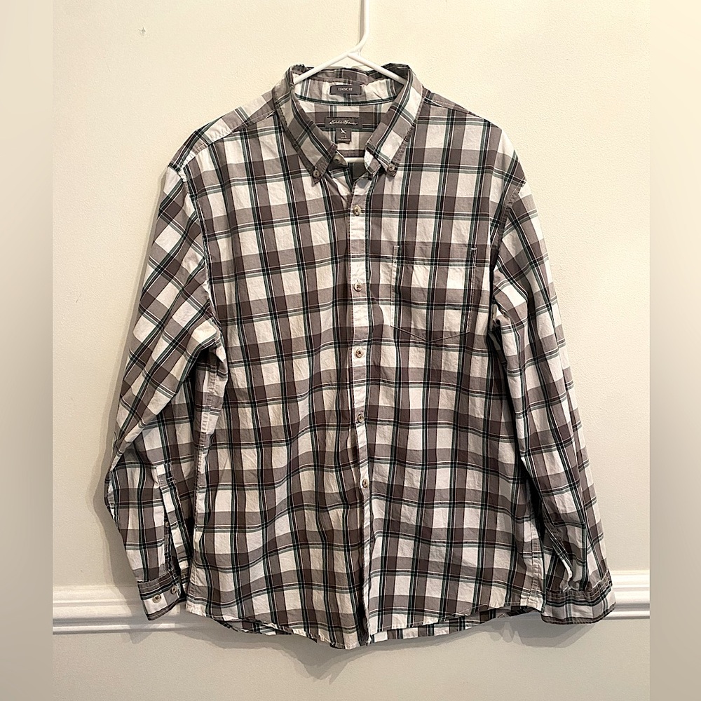 Men’s Eddie Bauer Button Down Long Sleeved Shirt, Size L